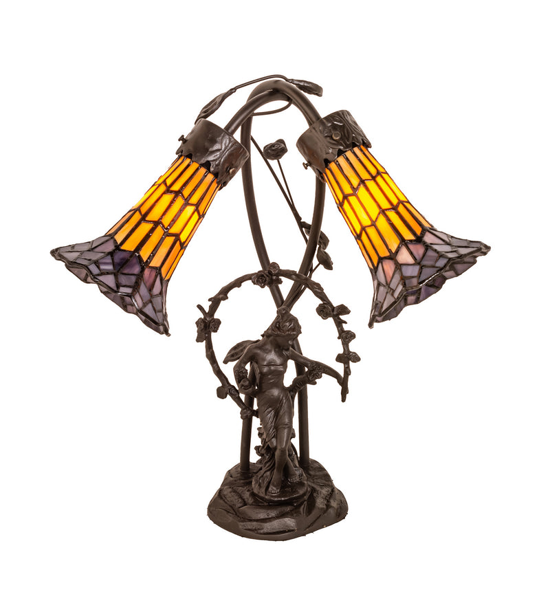 Meyda Tiffany 251676 Two Light Table Lamp, Mahogany Bronze