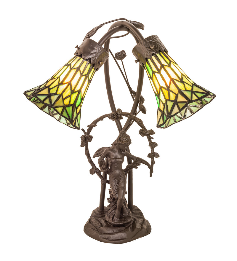 Meyda Tiffany 251677 Two Light Table Lamp, Mahogany Bronze