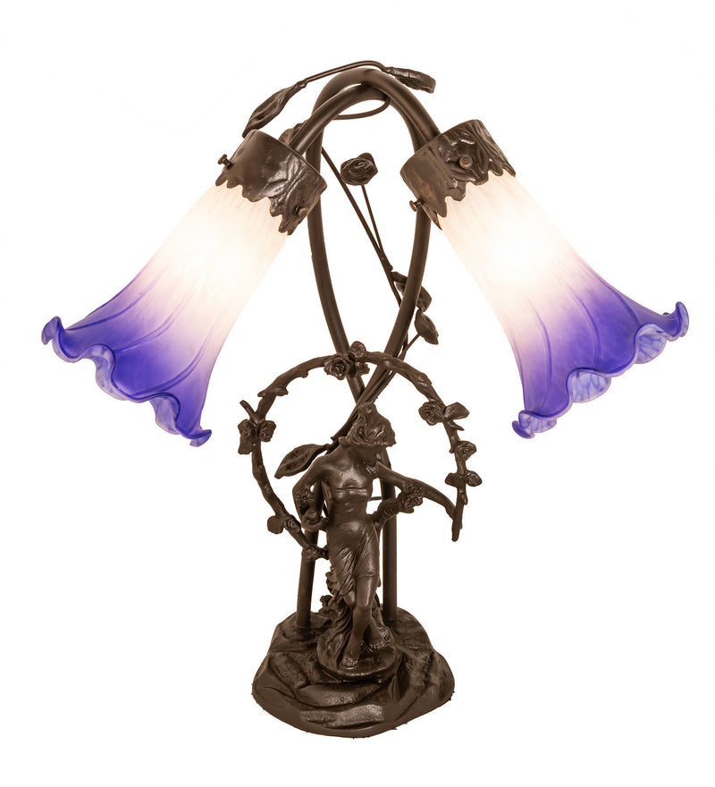 Meyda Tiffany 251856 Two Light Table Lamp, Mahogany Bronze