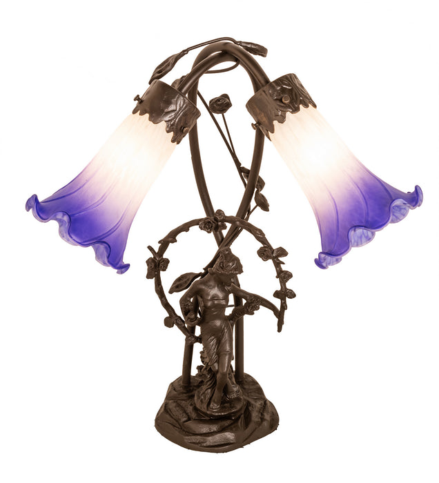 Meyda Tiffany 251856 Two Light Table Lamp, Mahogany Bronze