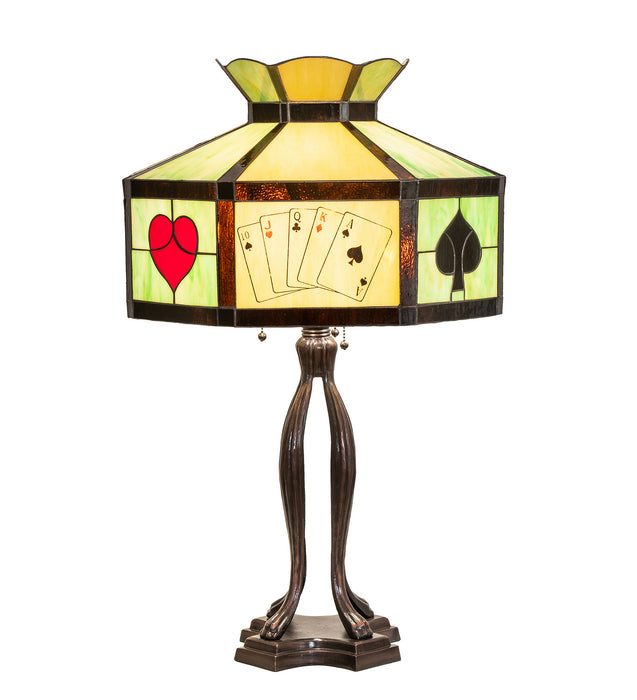 Meyda Tiffany 252404 Three Light Table Lamp, Mahogany Bronze