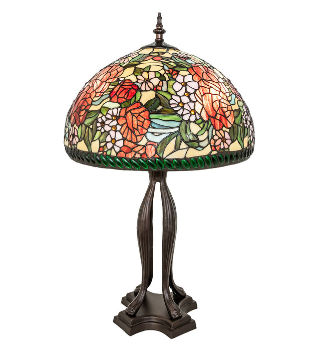 Meyda Tiffany 252596 Three Light Table Lamp, Mahogany Bronze