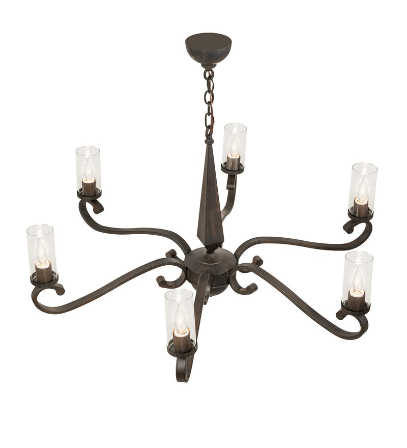 Meyda Tiffany 252881 Six Light Chandelier, Classic Rust
