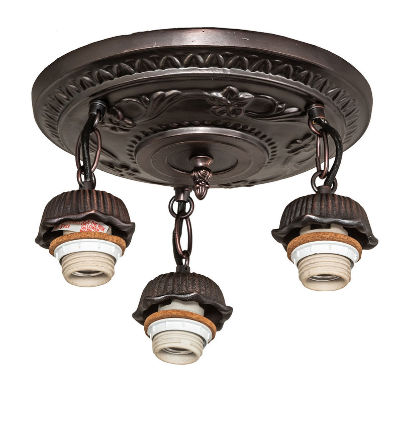 Meyda Tiffany 30542 Three Light Semi-Flushmount Hardware, Mahogany Bronze