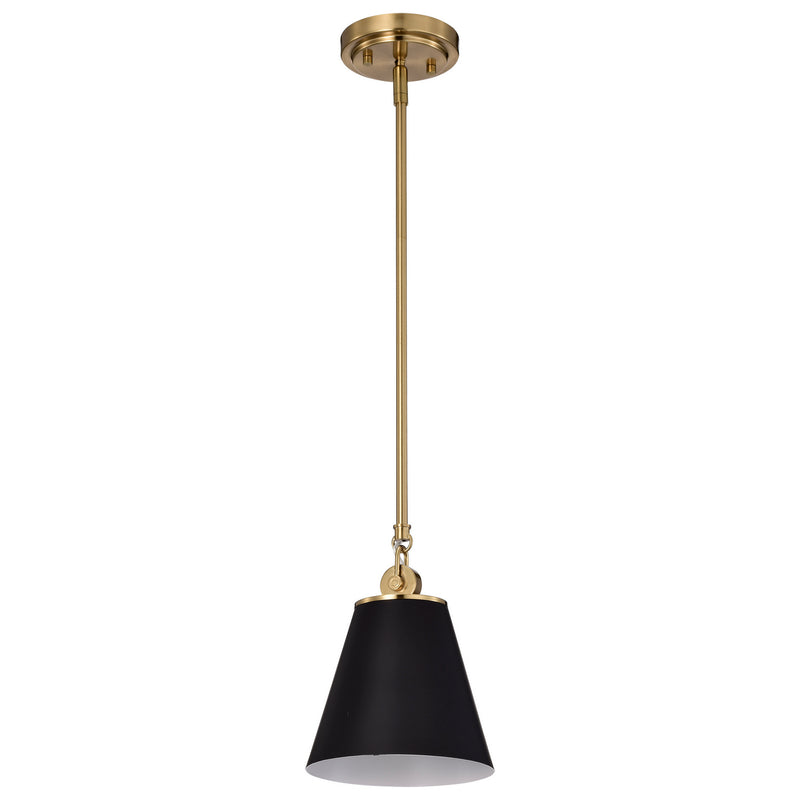 Nuvo Lighting 60-7408 One Light Pendant, Black / Vintage Brass