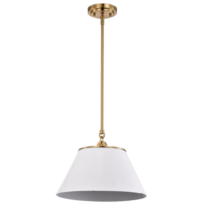 Nuvo Lighting 60-7412 One Light Pendant, White / Vintage Brass