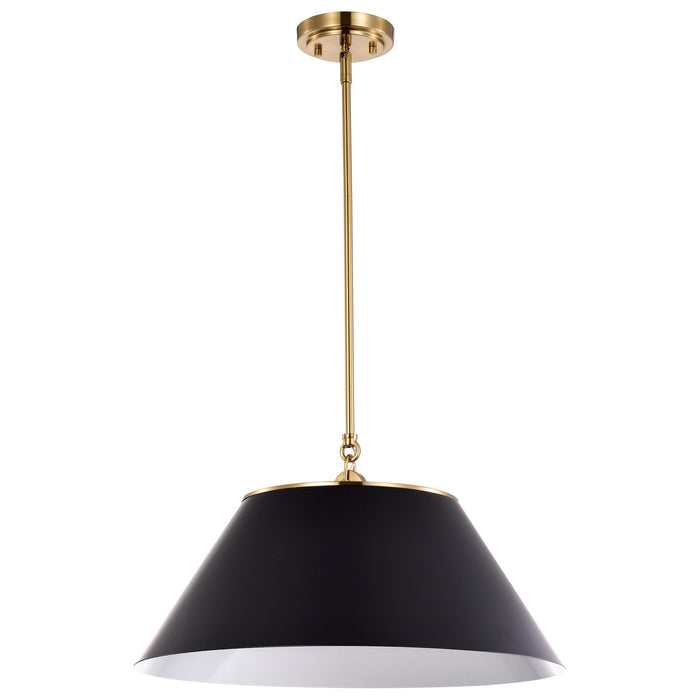 Nuvo Lighting 60-7414 Three Light Pendant, Black / Vintage Brass