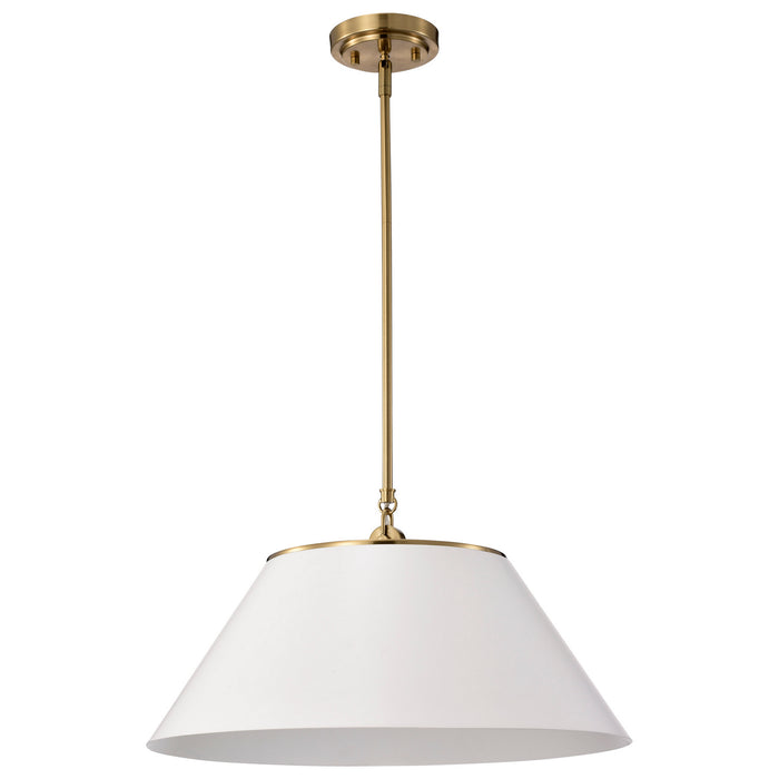 Nuvo Lighting 60-7415 Three Light Pendant, White / Vintage Brass
