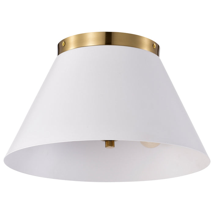 Nuvo Lighting 60-7418 Three Light Flush Mount, White / Vintage Brass