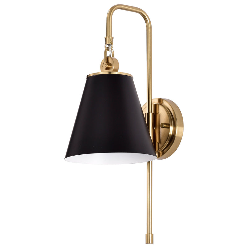 Nuvo Lighting 60-7445 One Light Wall Sconce, Black / Vintage Brass