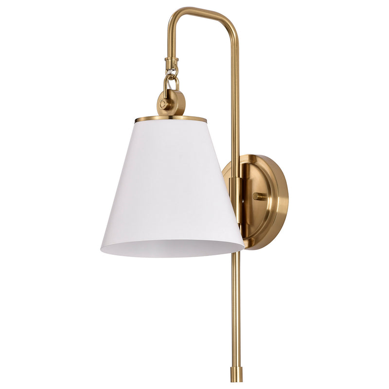 Nuvo Lighting 60-7446 One Light Wall Sconce, White / Vintage Brass