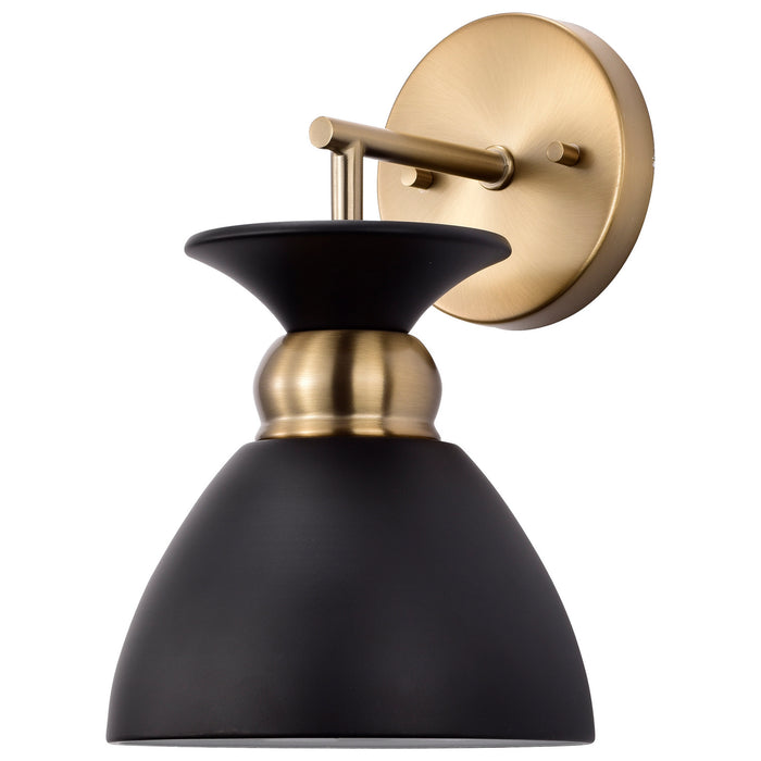 Nuvo Lighting 60-7458 One Light Wall Sconce, Matte Black / Burnished Brass