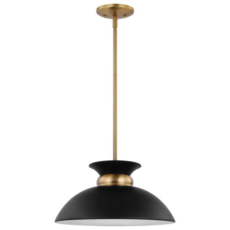 Nuvo Lighting 60-7460 One Light Pendant, Matte Black / Burnished Brass
