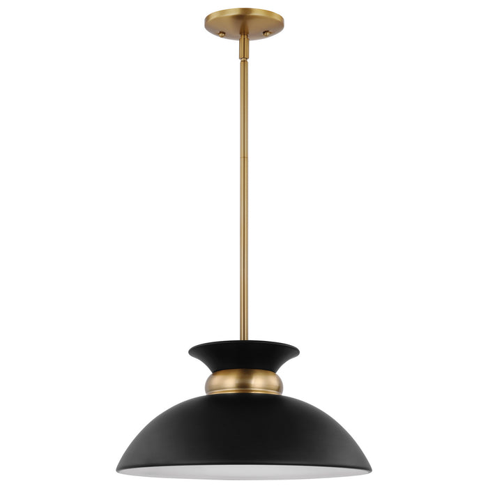 Nuvo Lighting 60-7460 One Light Pendant, Matte Black / Burnished Brass