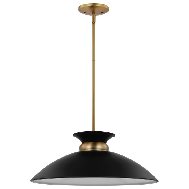 Nuvo Lighting 60-7461 One Light Pendant, Matte Black / Burnished Brass