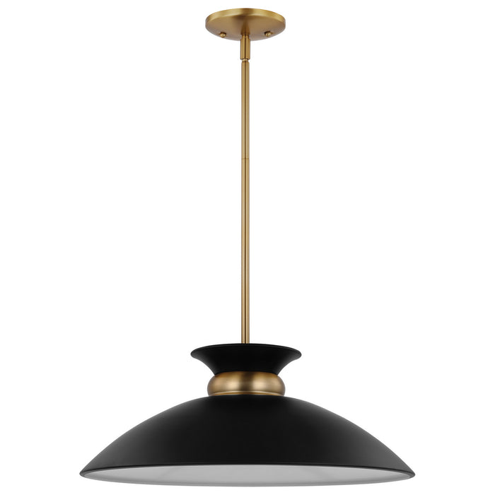 Nuvo Lighting 60-7461 One Light Pendant, Matte Black / Burnished Brass