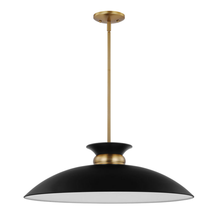 Nuvo Lighting 60-7462 One Light Pendant, Matte Black / Burnished Brass