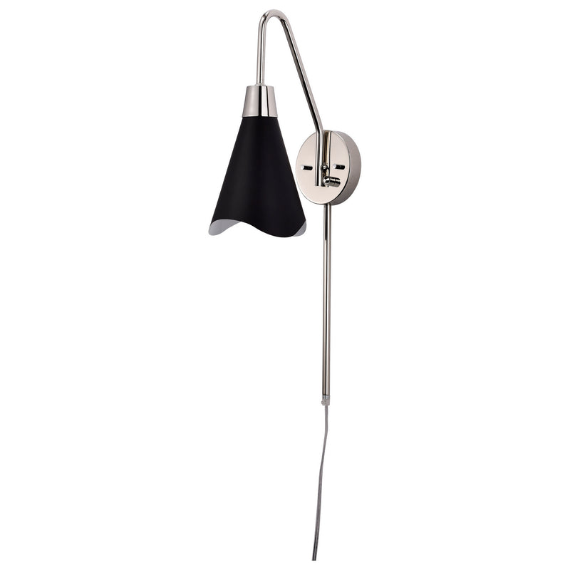 Nuvo Lighting 60-7469 One Light Wall Sconce, Matte Black / Polished Nickel