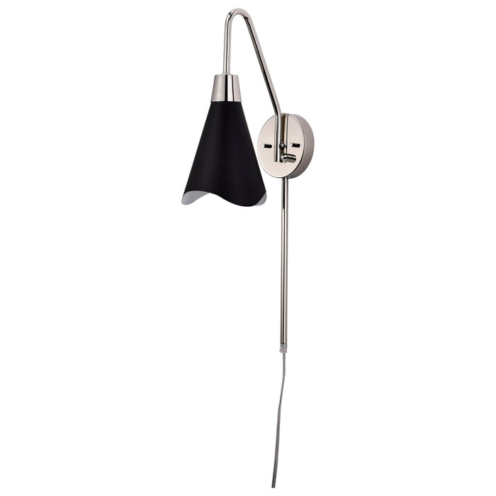 Nuvo Lighting 60-7469 One Light Wall Sconce, Matte Black / Polished Nickel