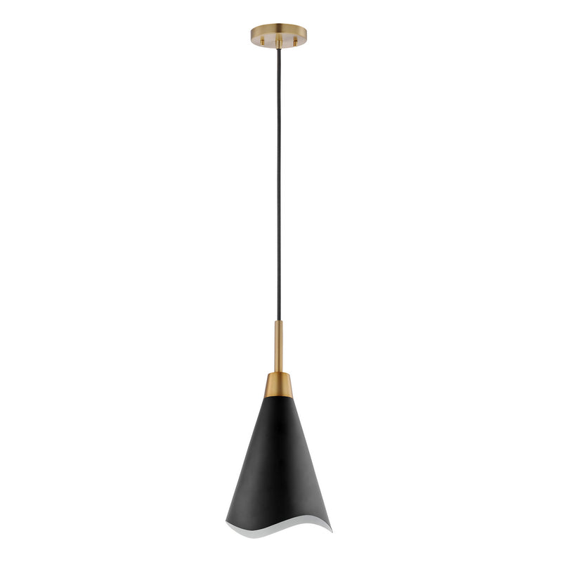 Nuvo Lighting 60-7470 One Light Pendant, Matte Black / Burnished Brass