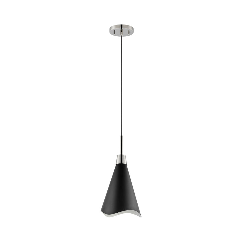 Nuvo Lighting 60-7472 One Light Pendant, Matte Black / Polished Nickel