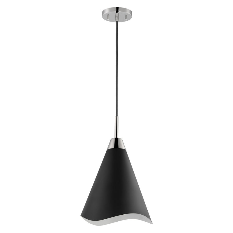 Nuvo Lighting 60-7475 One Light Pendant, Matte Black / Polished Nickel