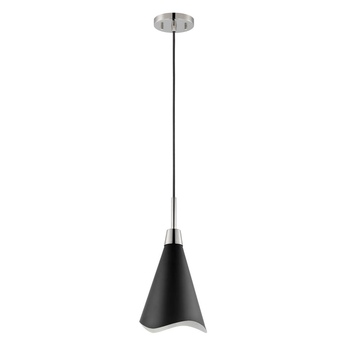 Nuvo Lighting 60-7478 One Light Pendant, Matte Black / Polished Nickel