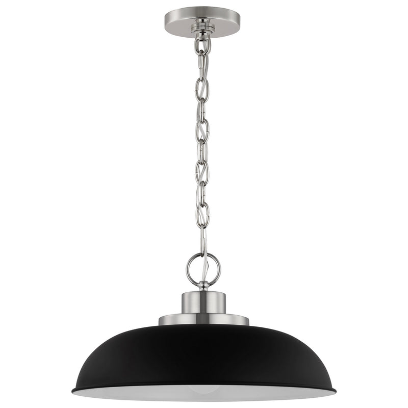 Nuvo Lighting 60-7482 One Light Pendant, Matte Black / Polished Nickel
