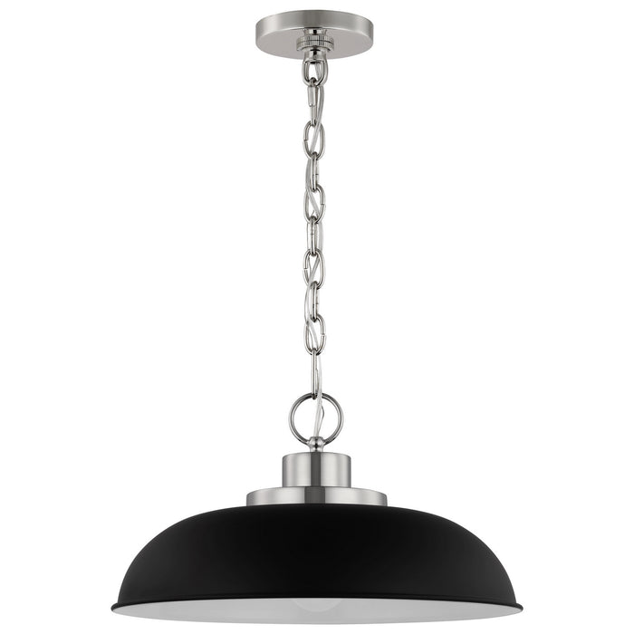 Nuvo Lighting 60-7482 One Light Pendant, Matte Black / Polished Nickel