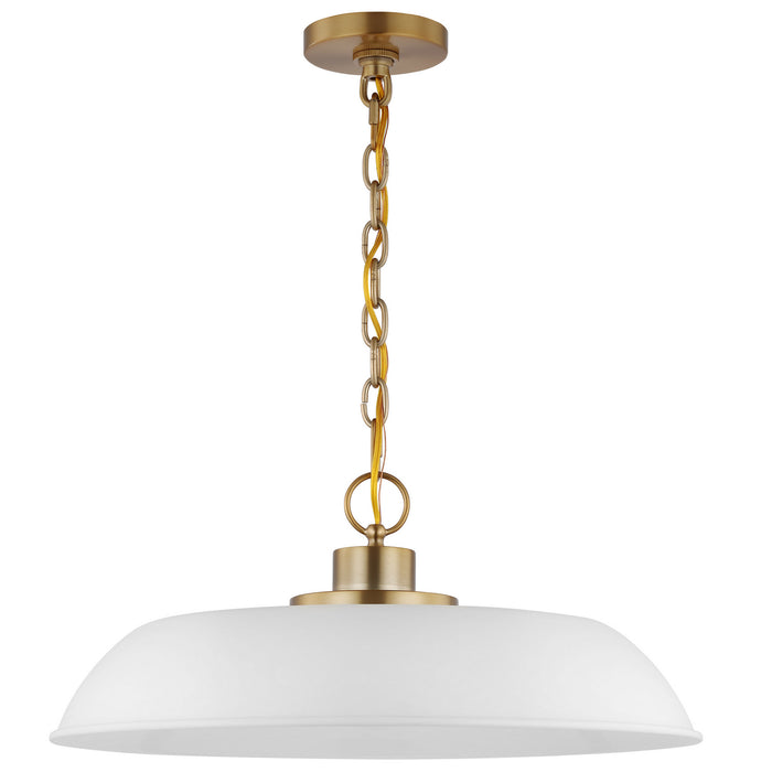 Nuvo Lighting 60-7483 One Light Pendant, Matte White / Burnished Brass