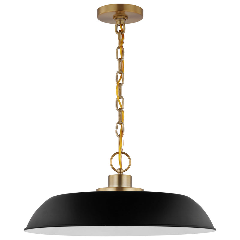 Nuvo Lighting 60-7484 One Light Pendant, Matte Black / Burnished Brass