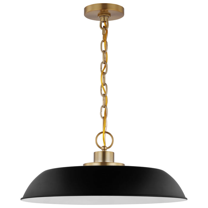 Nuvo Lighting 60-7484 One Light Pendant, Matte Black / Burnished Brass
