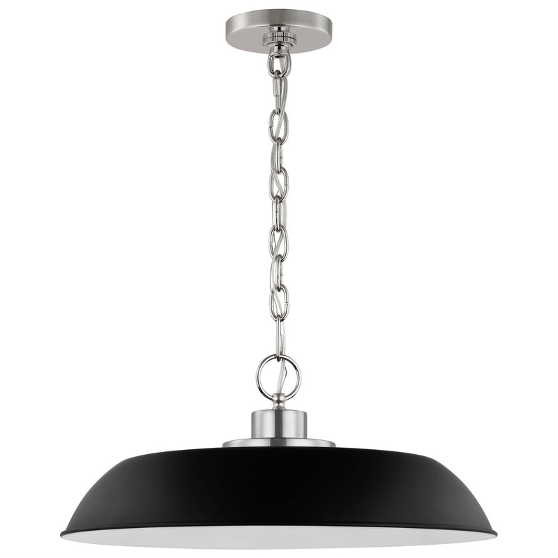 Nuvo Lighting 60-7485 One Light Pendant, Matte Black / Polished Nickel