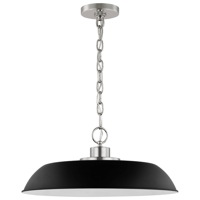 Nuvo Lighting 60-7485 One Light Pendant, Matte Black / Polished Nickel
