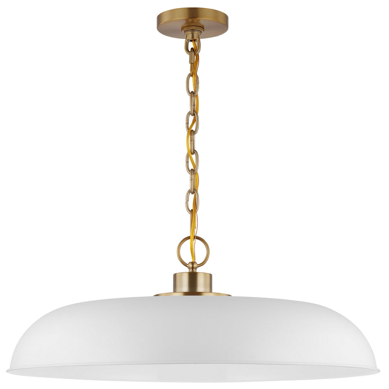 Nuvo Lighting 60-7486 One Light Pendant, Matte White / Burnished Brass