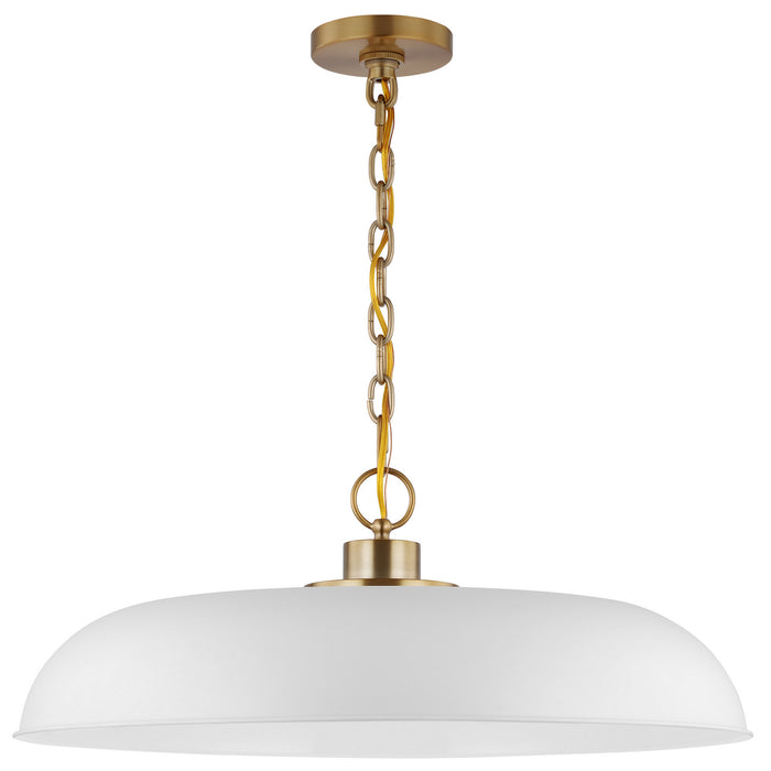 Nuvo Lighting 60-7486 One Light Pendant, Matte White / Burnished Brass