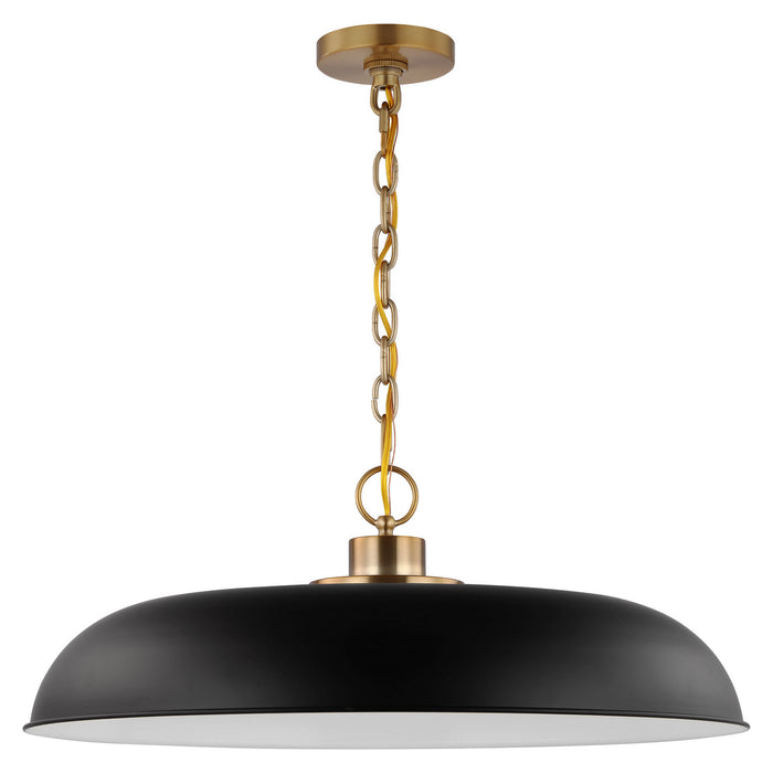 Nuvo Lighting 60-7487 One Light Pendant, Matte Black / Burnished Brass
