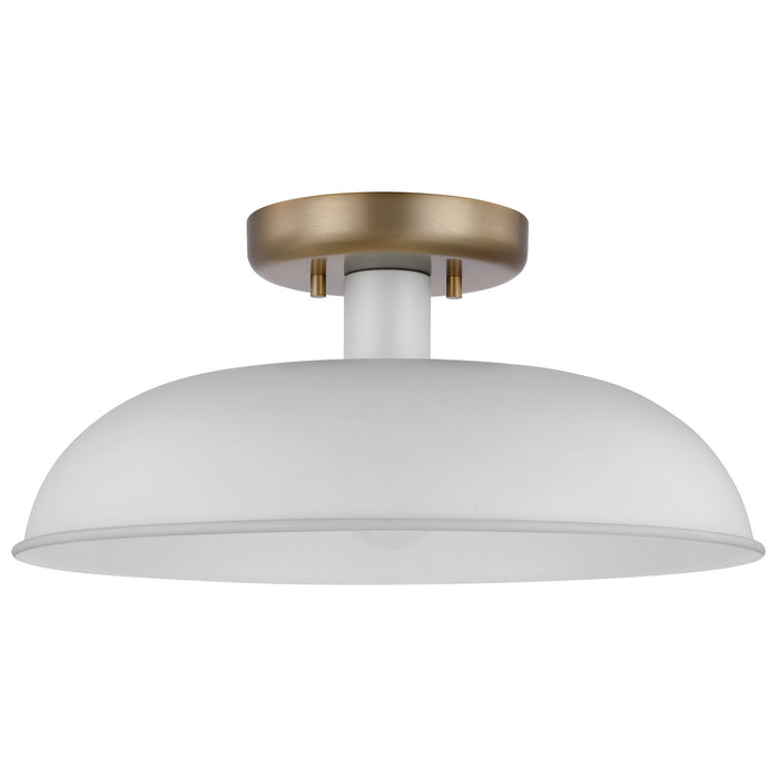 Nuvo Lighting 60-7490 One Light Flush Mount, Matte White / Burnished Brass