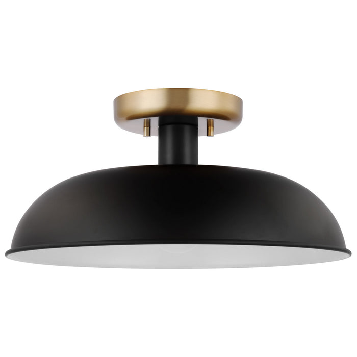Nuvo Lighting 60-7491 One Light Flush Mount, Matte Black / Burnished Brass