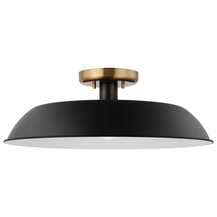 Nuvo Lighting 60-7494 One Light Flush Mount, Matte Black / Burnished Brass