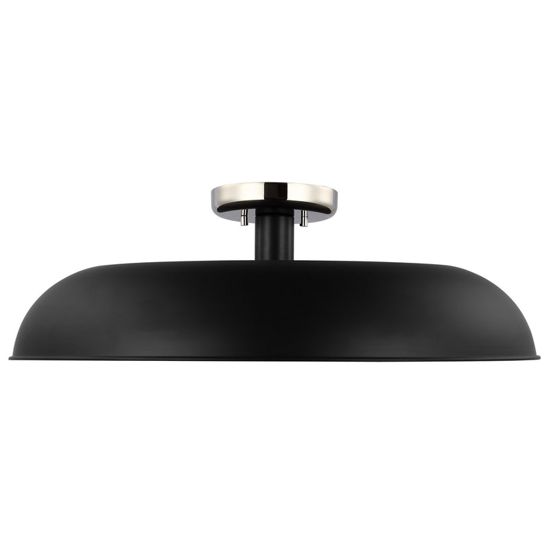 Nuvo Lighting 60-7498 One Light Flush Mount, Matte Black / Polished Nickel
