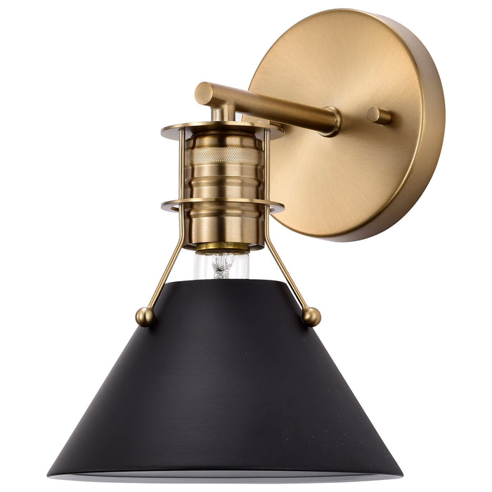 Nuvo Lighting 60-7519 One Light Wall Sconce, Matte Black / Burnished Brass