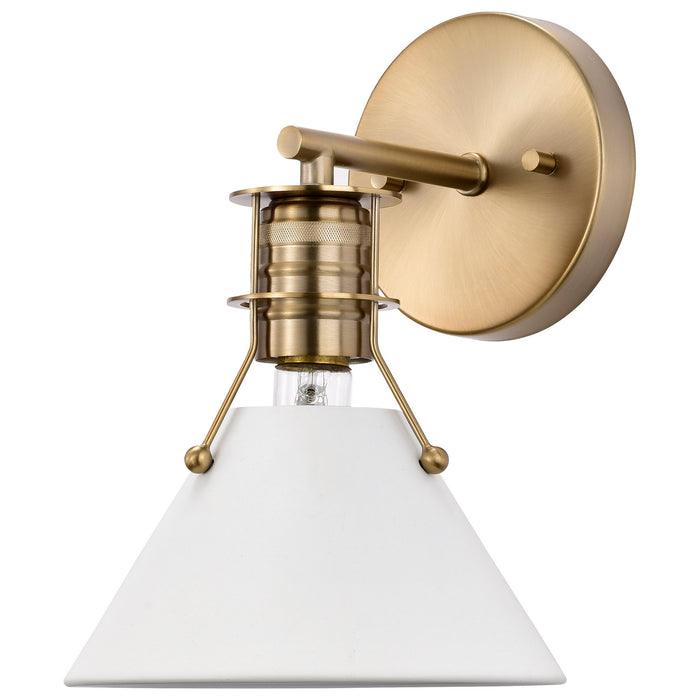 Nuvo Lighting 60-7520 One Light Wall Sconce, Matte White / Burnished Brass