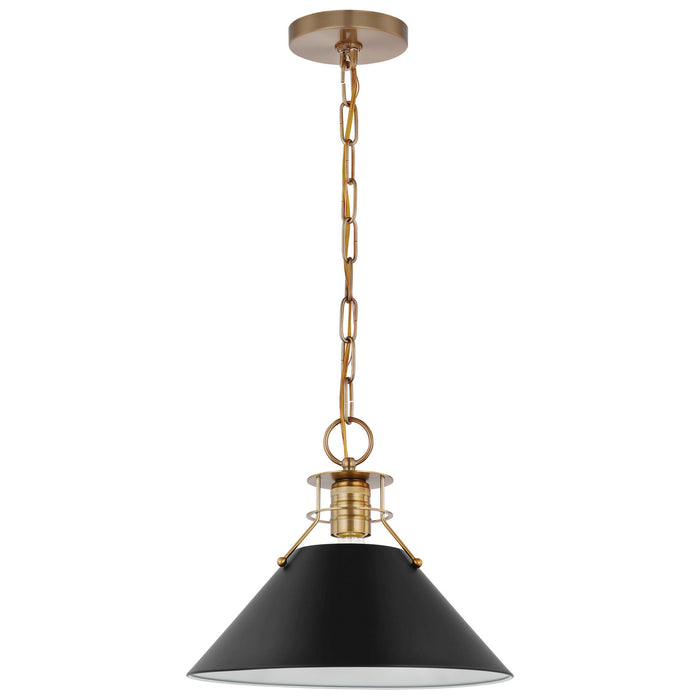 Nuvo Lighting 60-7523 One Light Pendant, Matte Black / Burnished Brass