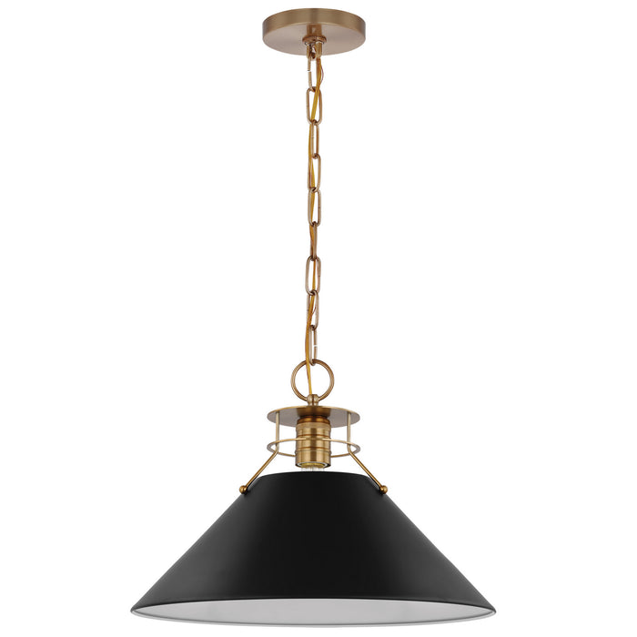 Nuvo Lighting 60-7525 One Light Pendant, Matte Black / Burnished Brass