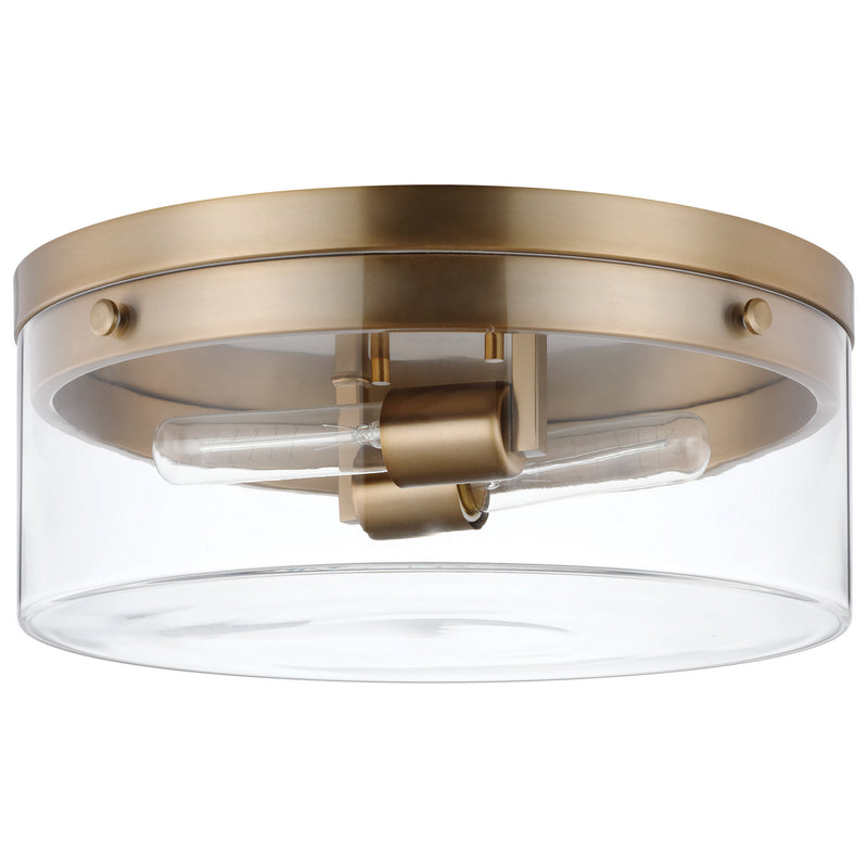 Nuvo Lighting 60-7536 Two Light Flush Mount, Burnished Brass