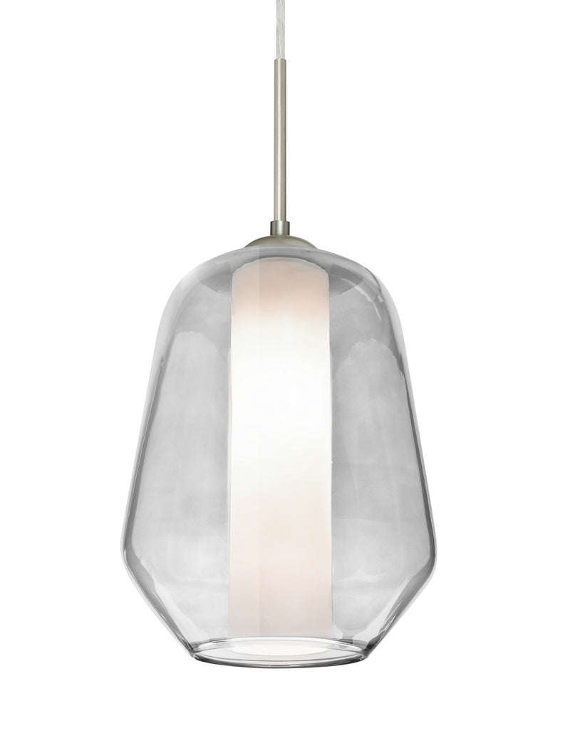 Besa 1JT-LINKCL-SN One Light Pendant, Satin Nickel