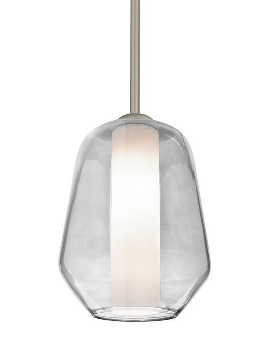 Besa 1TT-LINKCL-SN One Light Pendant, Satin Nickel
