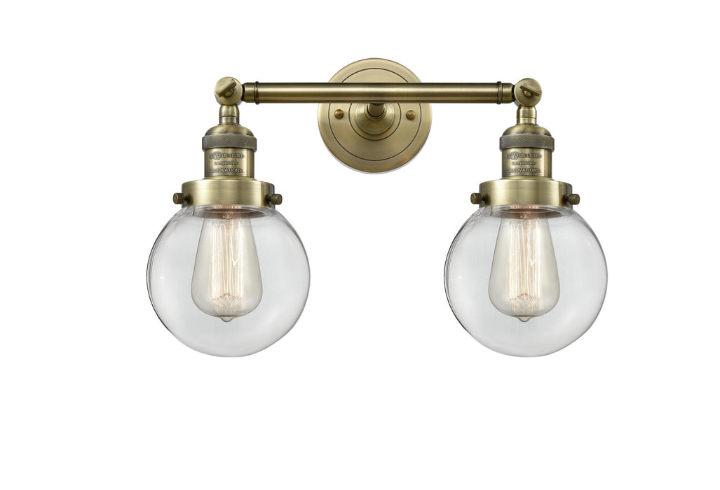 Innovations 208-AB-G202-6-LED LED Bath Vanity, Antique Brass