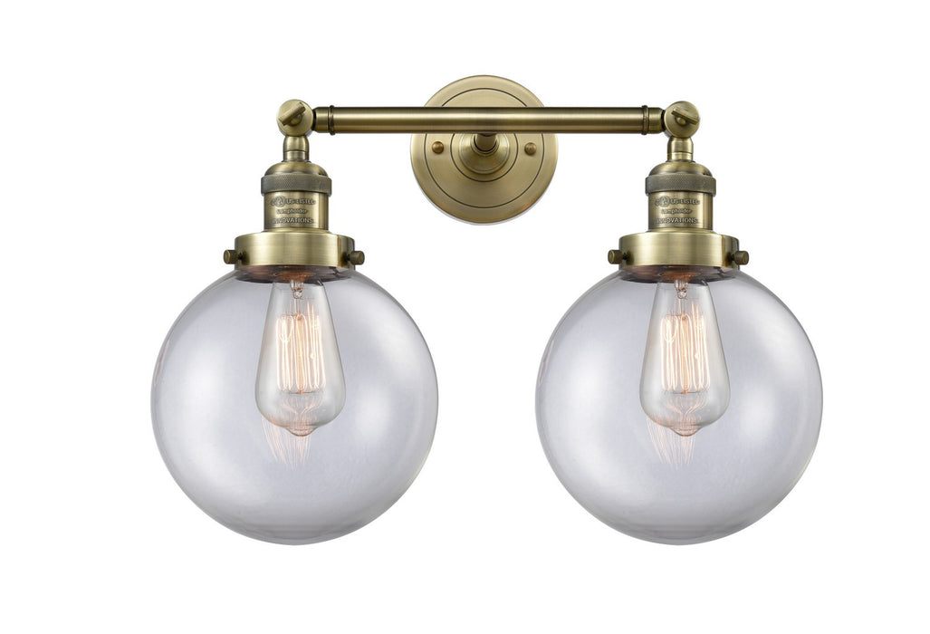 Innovations 208-AB-G202-8-LED LED Bath Vanity, Antique Brass
